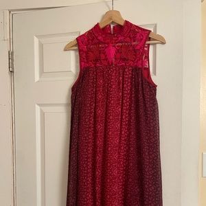 Anthropologie Niki Tlahajan Red Swing Dress.